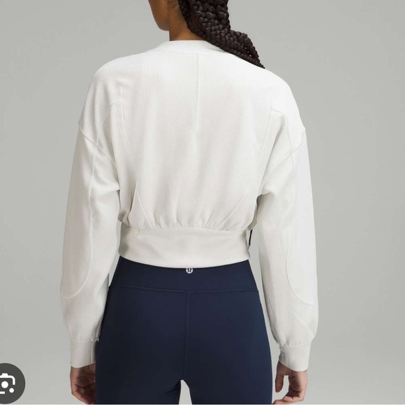 Lululemon Ribbed Softstreme Cropped Jacket bone zip up size 10 - Picture 8 of 8